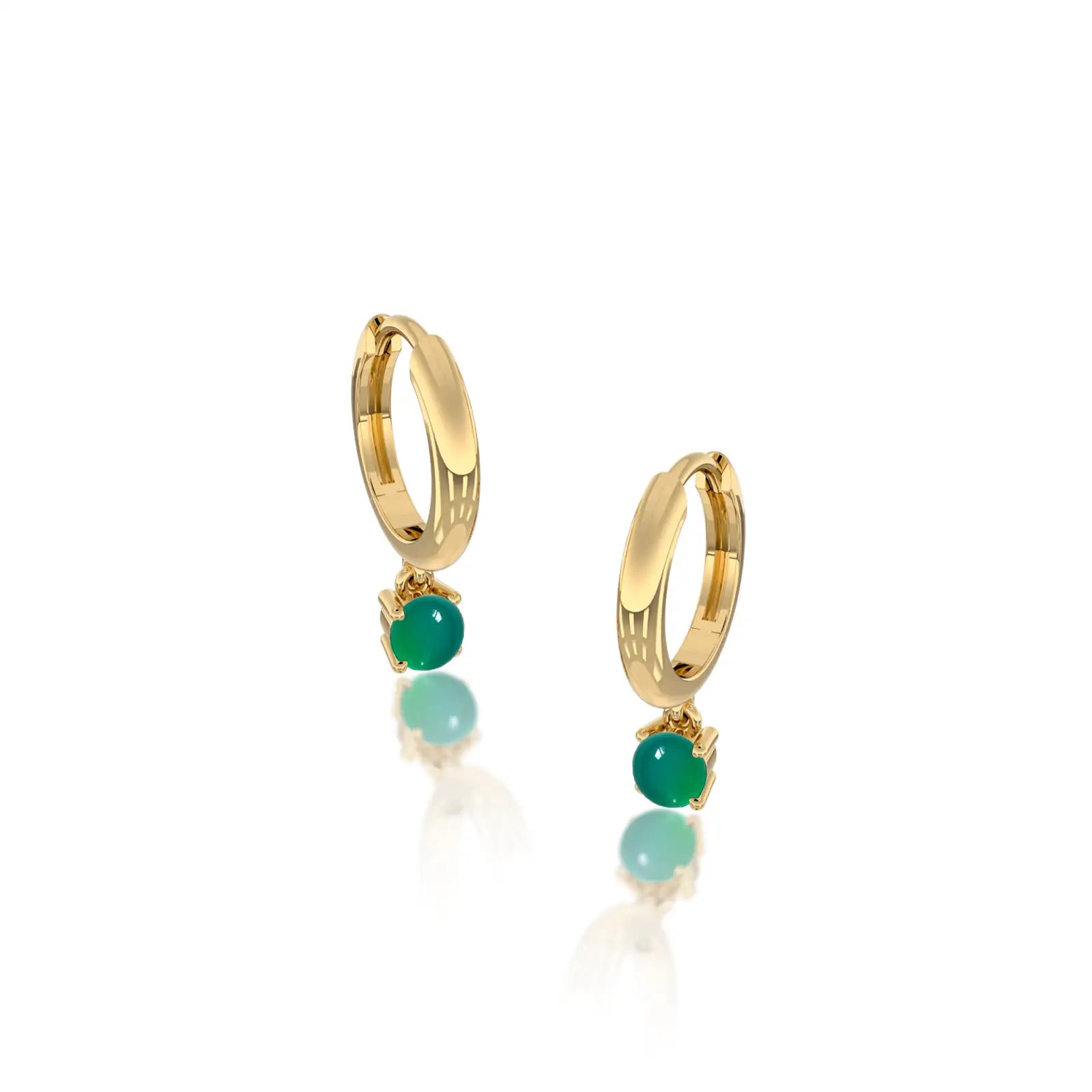 May birthdstone hoops with green agate drops