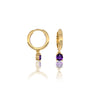 February birthstone hoops with amethyst drops