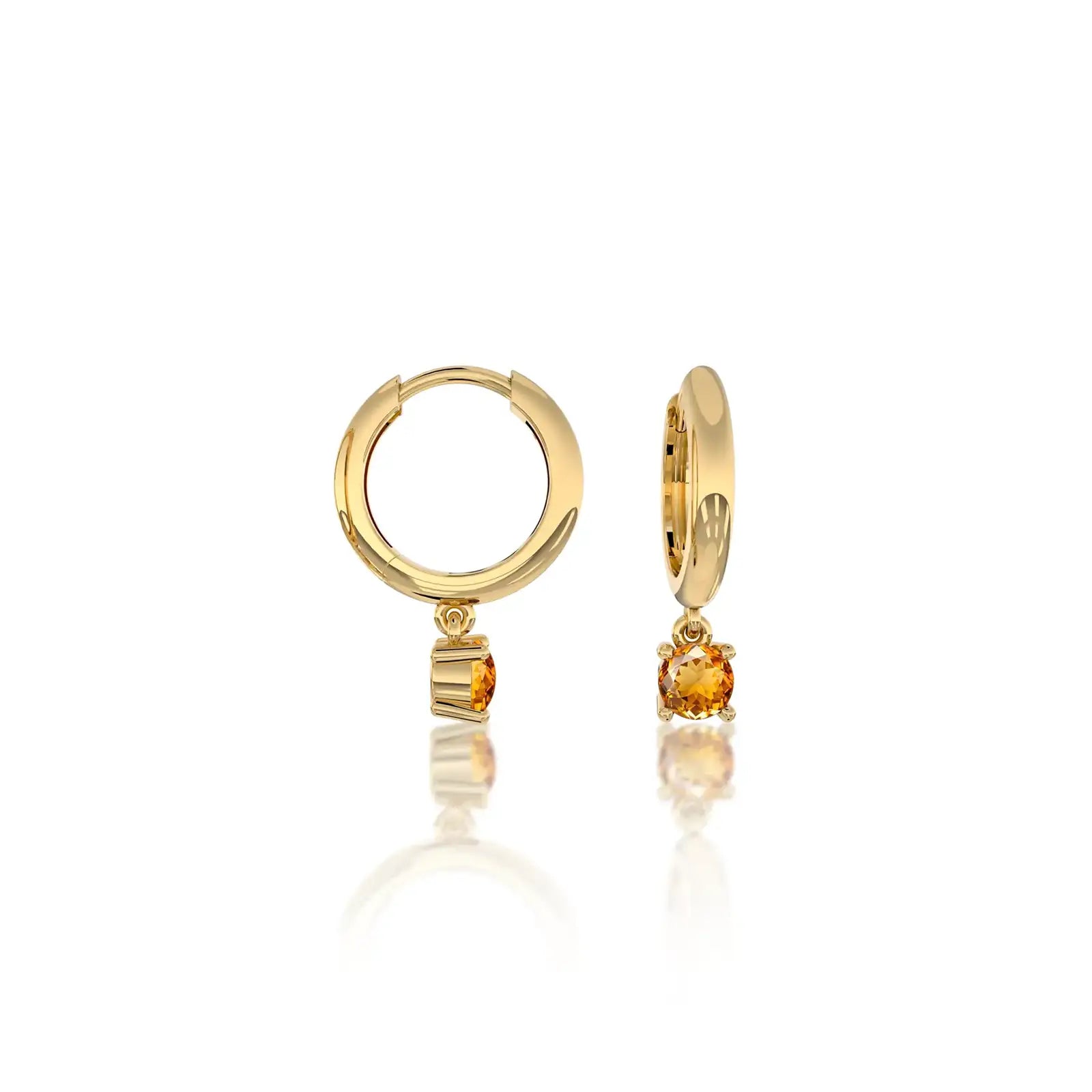 Yellow gold November birthstone hoops with citrine drops 8.50 mm