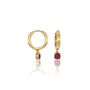 Yellow gold january birthstone hoops with garnet drops 8.50 mm
