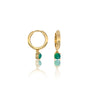 May birthstone hoops with green agate drops 8.50 mm for office wear by Fortune