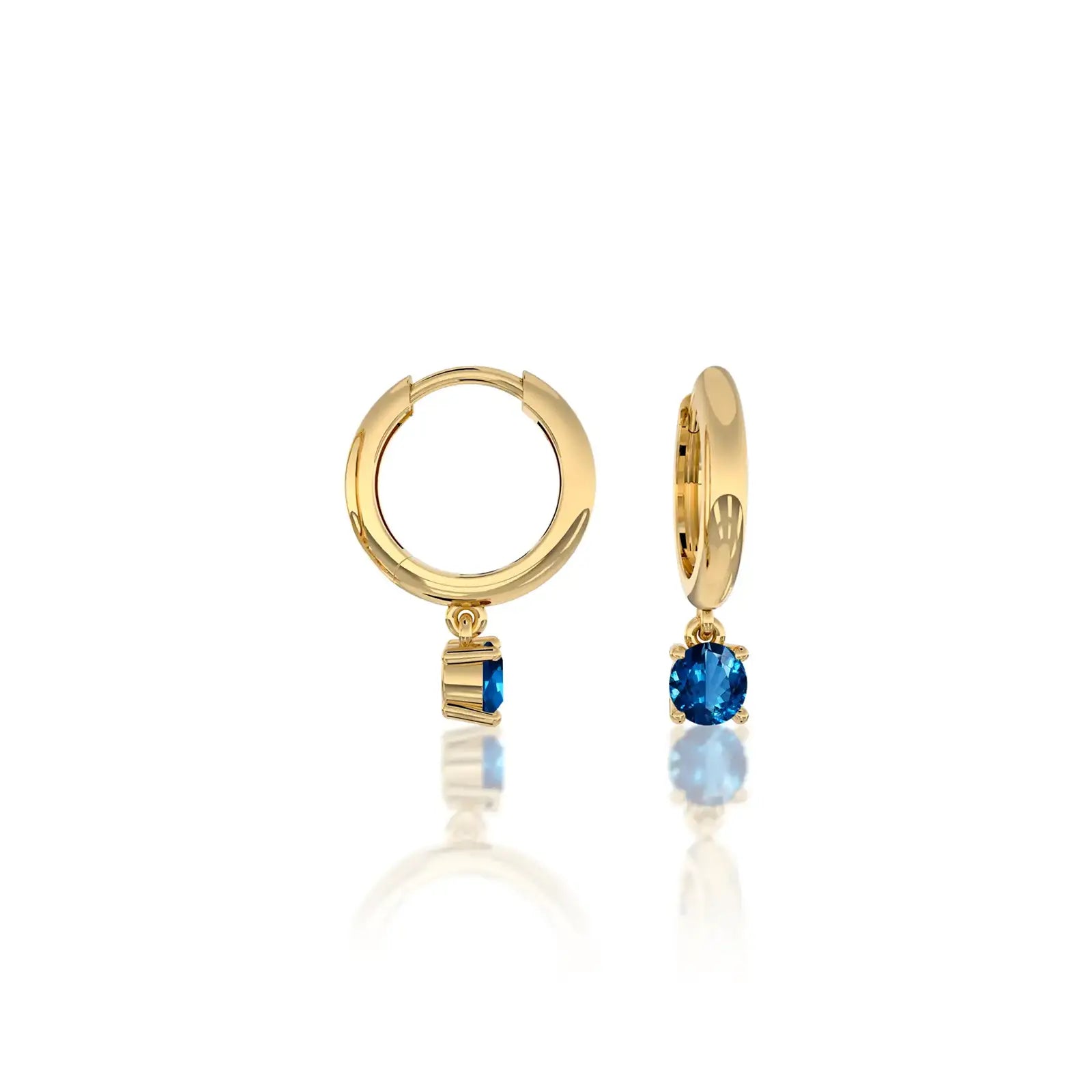 September birthstone hoops with London blue topaz drops 8.50 mm by Fortune Jewellery