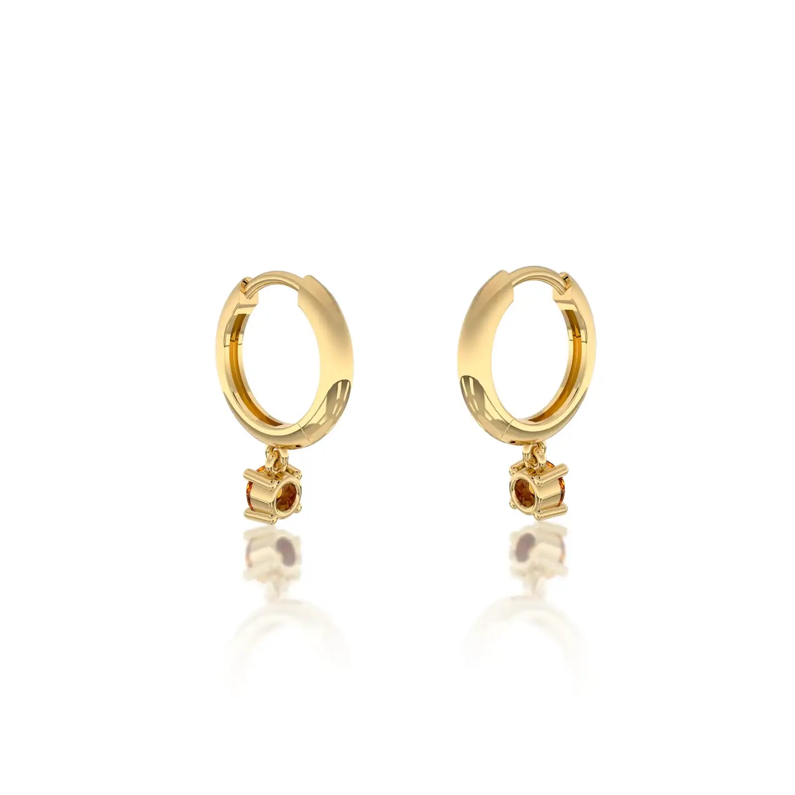 Fortune yellow gold november birthstone hoops with citrine drops 8.50 mm for women