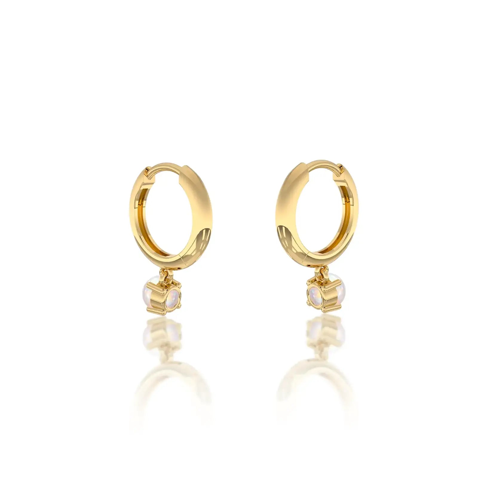 Trendy October birthstone hoops with opal drops, 8.5 mm, for office wear