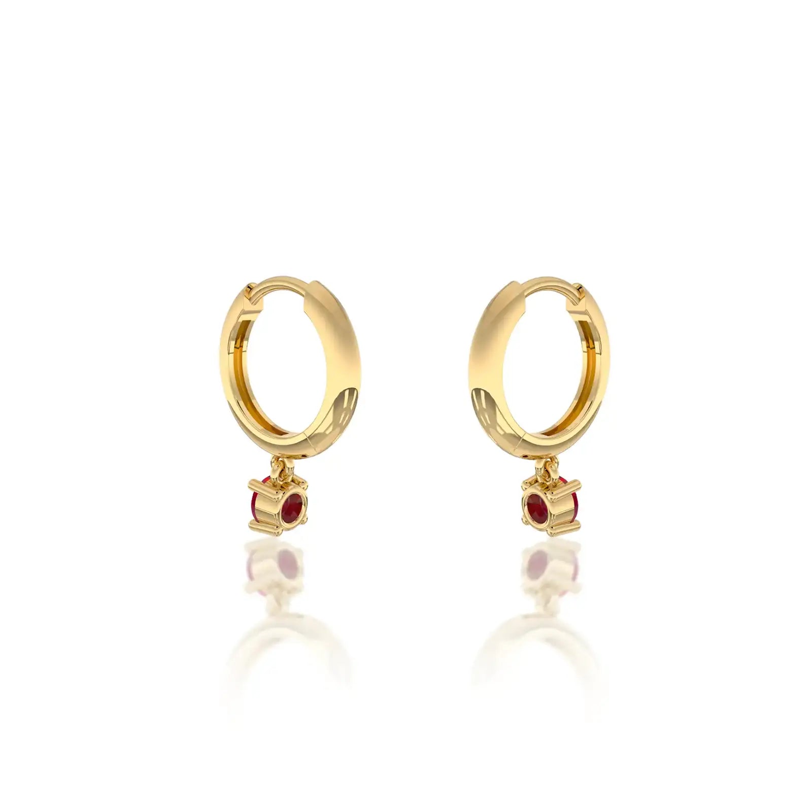 July birthstone earrings with opaque ruby drops 8.50 mm for office wear