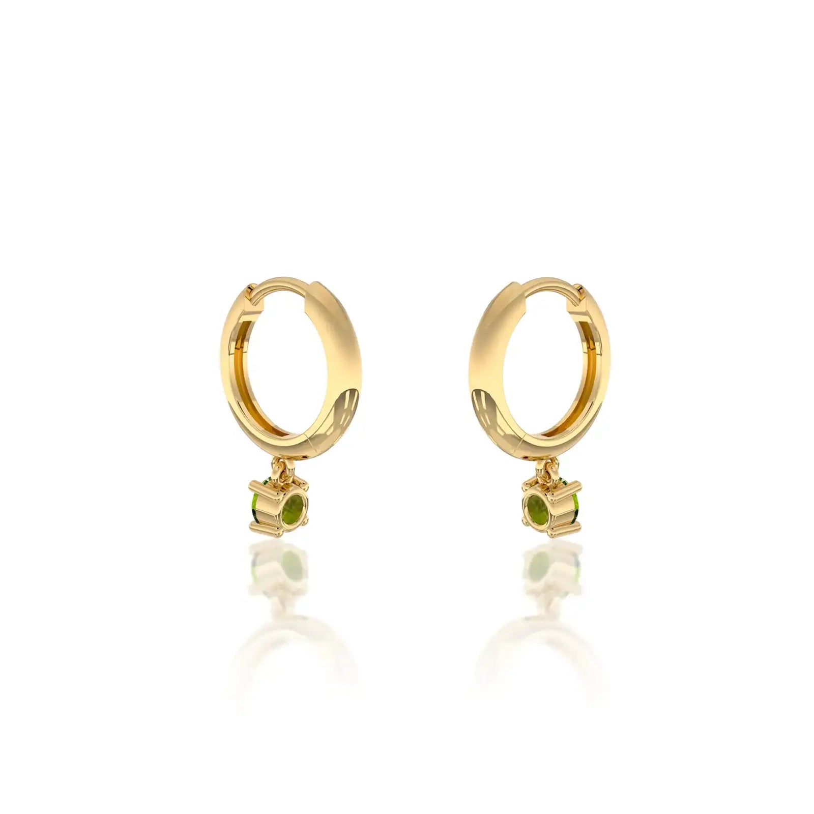 Trendy August birthstone hoops with peridot drops 8.50 mm for women