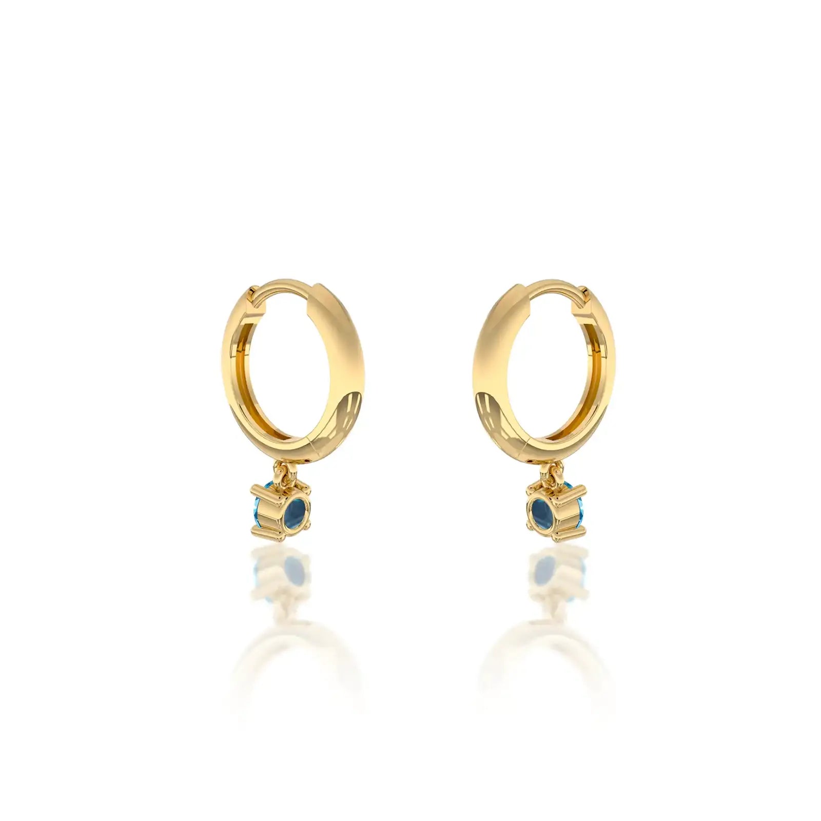 March birthstone hoops with Swiss blue topaz drops 8.50 mm for women