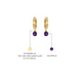 Descriptive image of February birthstone hoops with amethyst drops