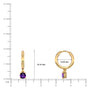 Dimension details of February birthstone hoops with amethyst drops 10 mm