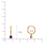 Dimension details of february birthstone hoops with amethyst drops  8.5 mm