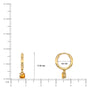 Dimension detail of yellow gold November birthstone hoops with citrine drops 8.5 mm