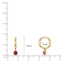 Yellow gold dimension details of january birthstone hoops with garnet drops 8.5 mm
