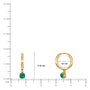 Dimension detail of May birthstone hoops with green agate drops 8.5 mm