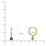 Dimension detail of September birthstone hoops with London blue topaz drops 8.5 mm