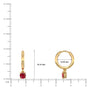 Dimension details of July birthstone hoops with opaque ruby drops 10 mm