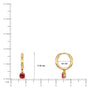 Dimension details of July birthstone hoops with opaque ruby drops 8.5 mm