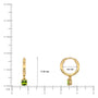 Dimension details of August birthstone hoops with peridot drops 8.5 mm
