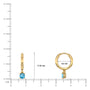 Dimension details of Fortune March birthstone hoops with Swiss blue topaz drops 8.5 mm
