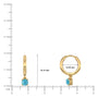 Dimension detail of yellow gold december birthstone hoops with turquoise drops 10 mm