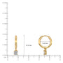 Dimension detail of warm gold April birthstone hoops with topaz drops 10 mm