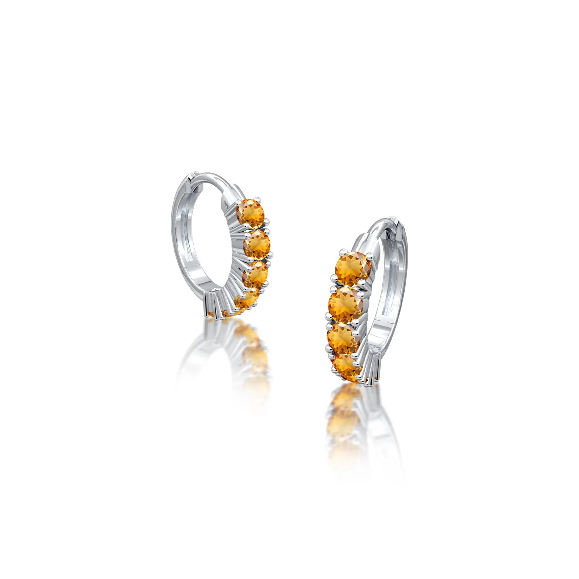 Fortune white gold november birthstone citrine hoop earrings for office wear 8.50 mm