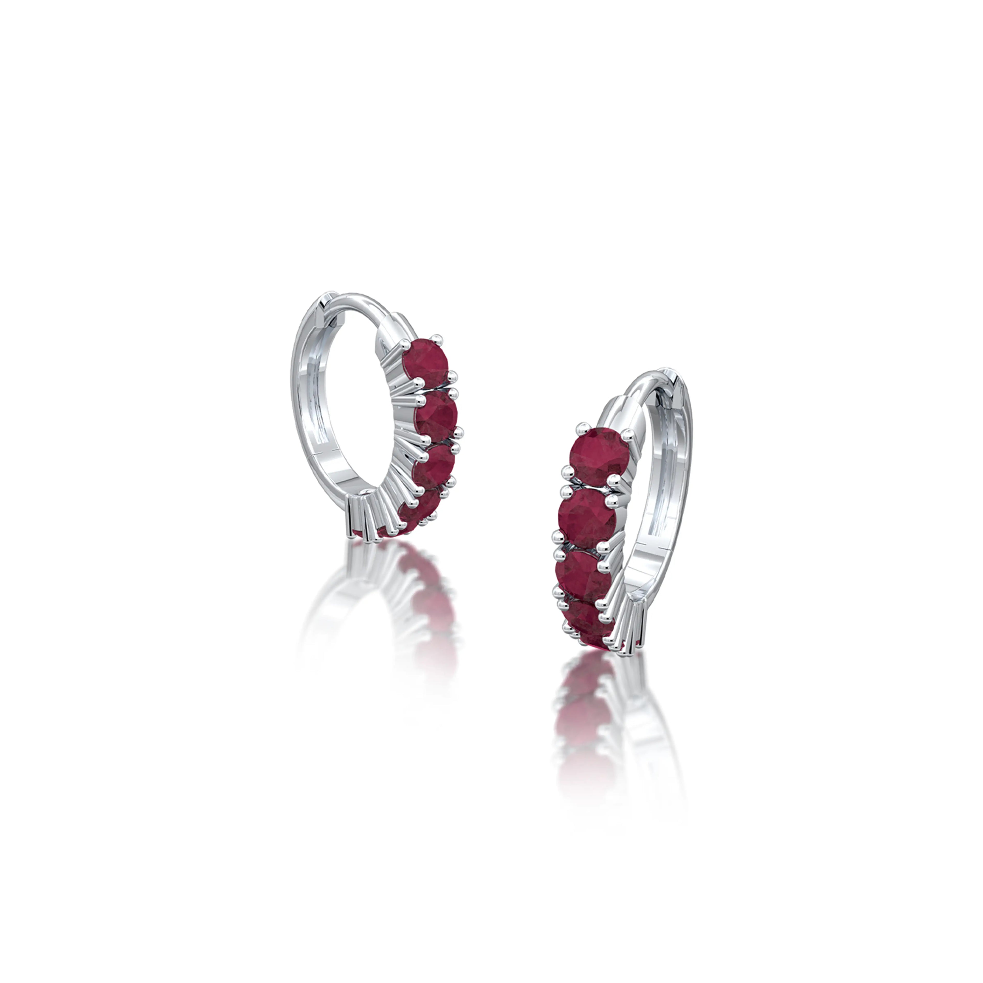 Fortune white gold january birthstone garnet hoop earrings 8.50 mm