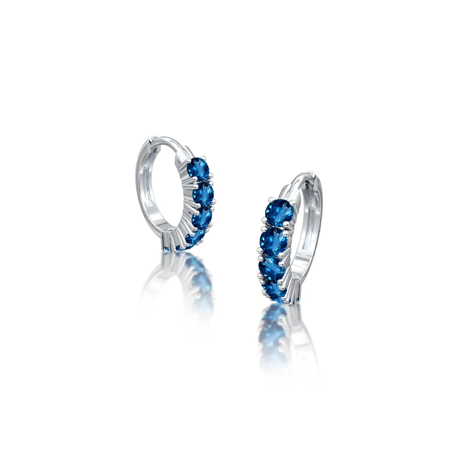 September birthstone london blue topaz hoop earrings for office wear 8.50 mm