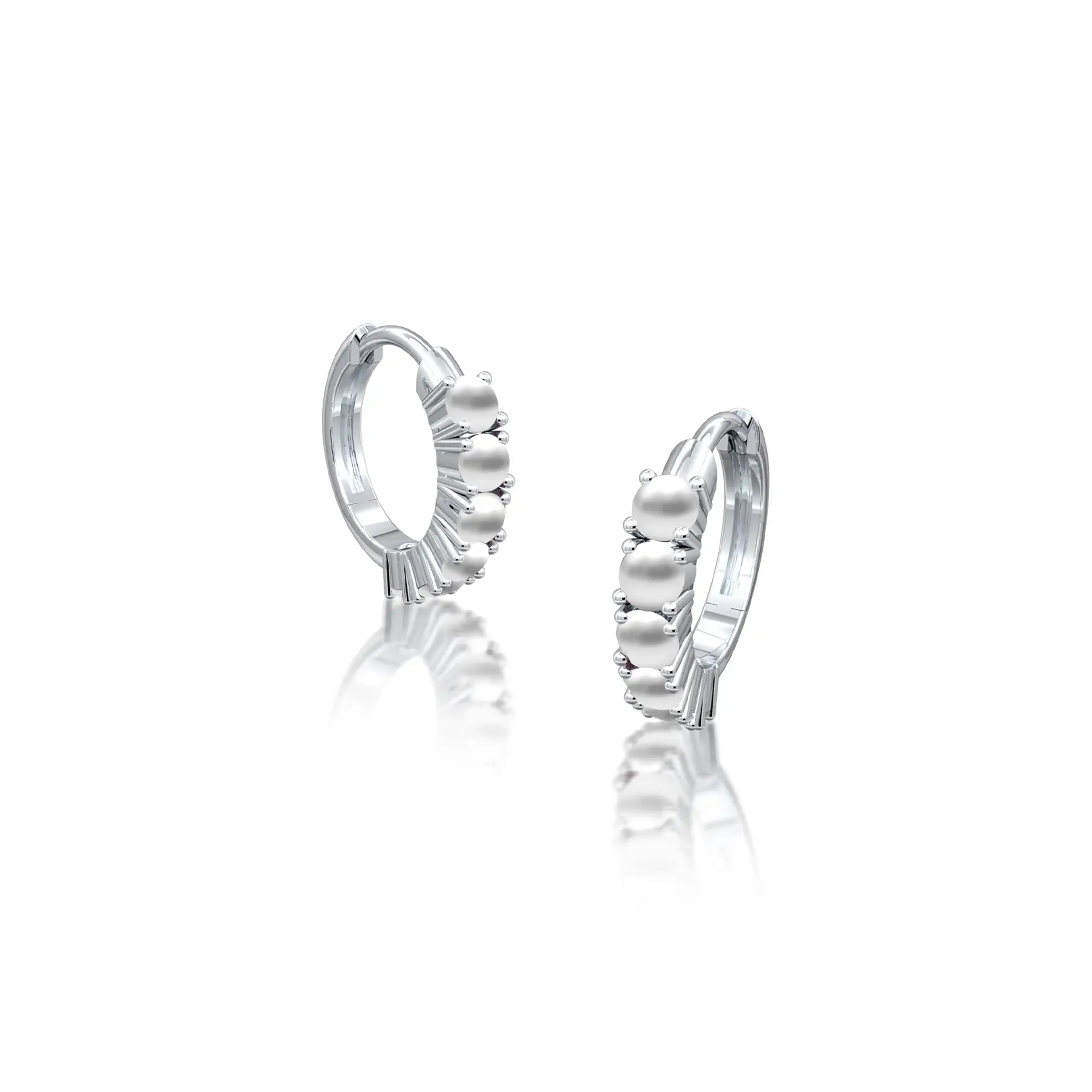 White gold june birthstone mother of pearl hoop earrings for office wear 8.50 mm
