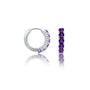 Trendy white gold february birthstone amethyst hoop earrings for office wear 8.50 mm