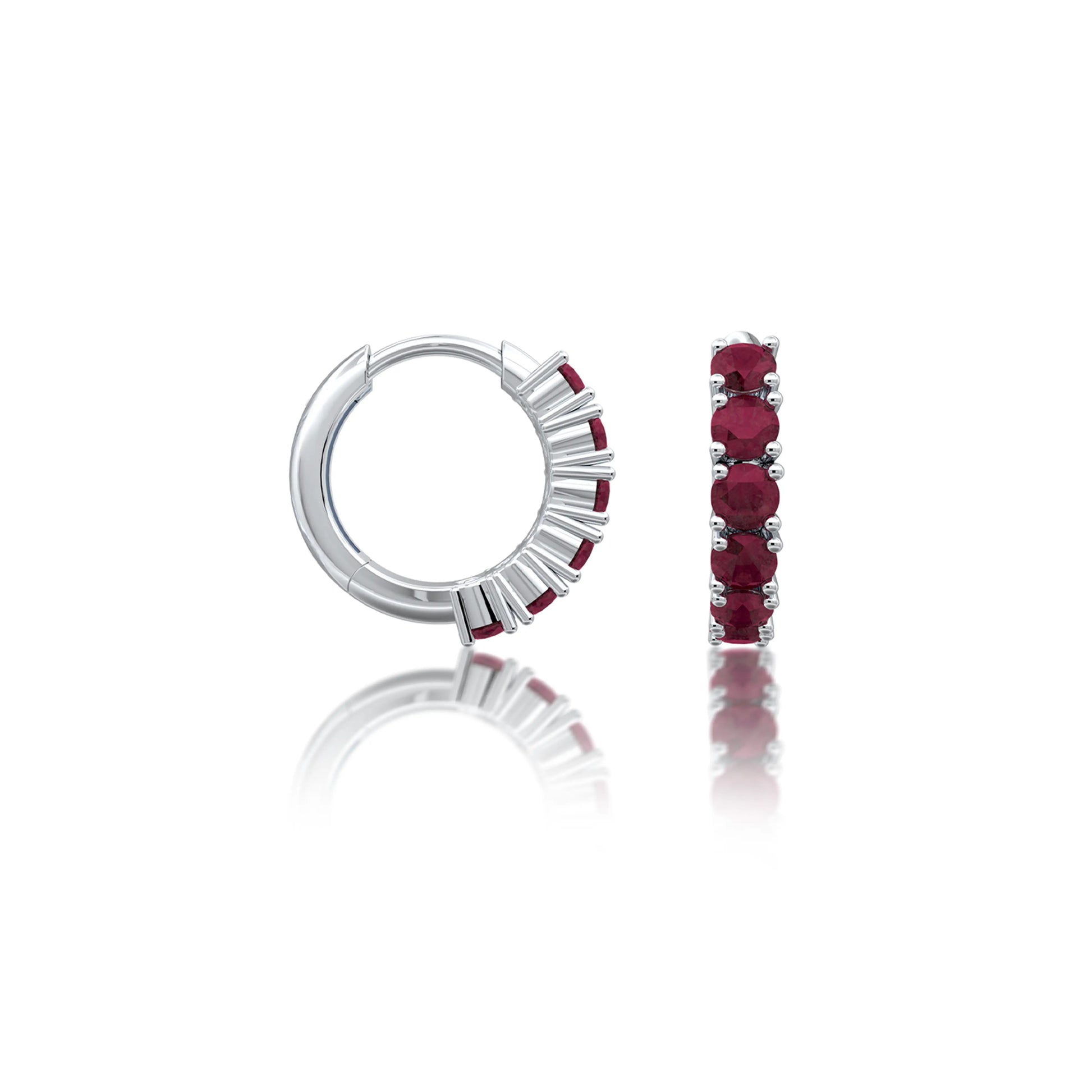 Classic January birthstone garnet hoop earrings 8.50 mm