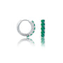 Unique white gold may birthstone green agate hoop earrings 8.50 mm