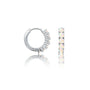 Fortune white gold October birthstone opal hoop earrings 8.50 mm
