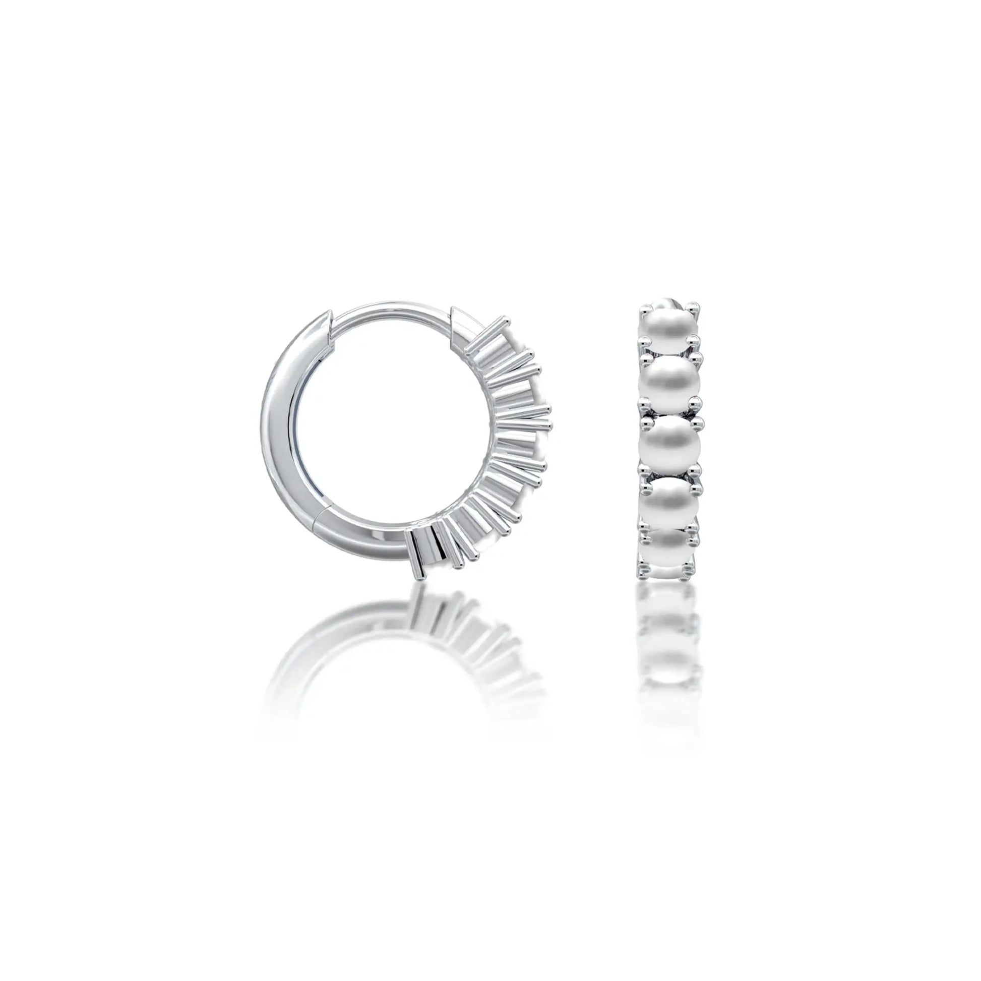 Fortune white gold june birthstone mother of pearl hoop earrings for office wear 8.50 mm
