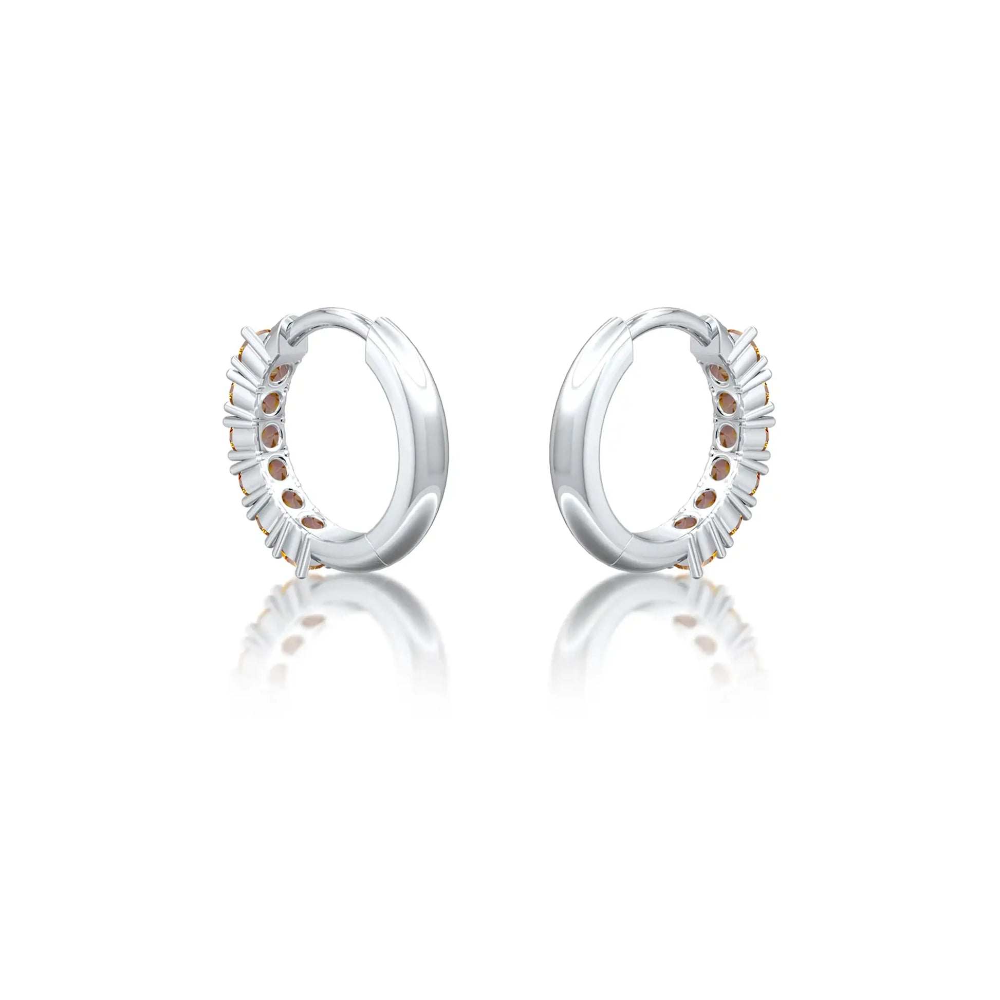 White gold november birthstone citrine hoop earrings 8.50 mm