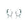 Trendy white gold may birthstone green agate hoop earrings