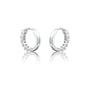 Trendy white gold October birthstone opal hoop earrings 8.50 mm