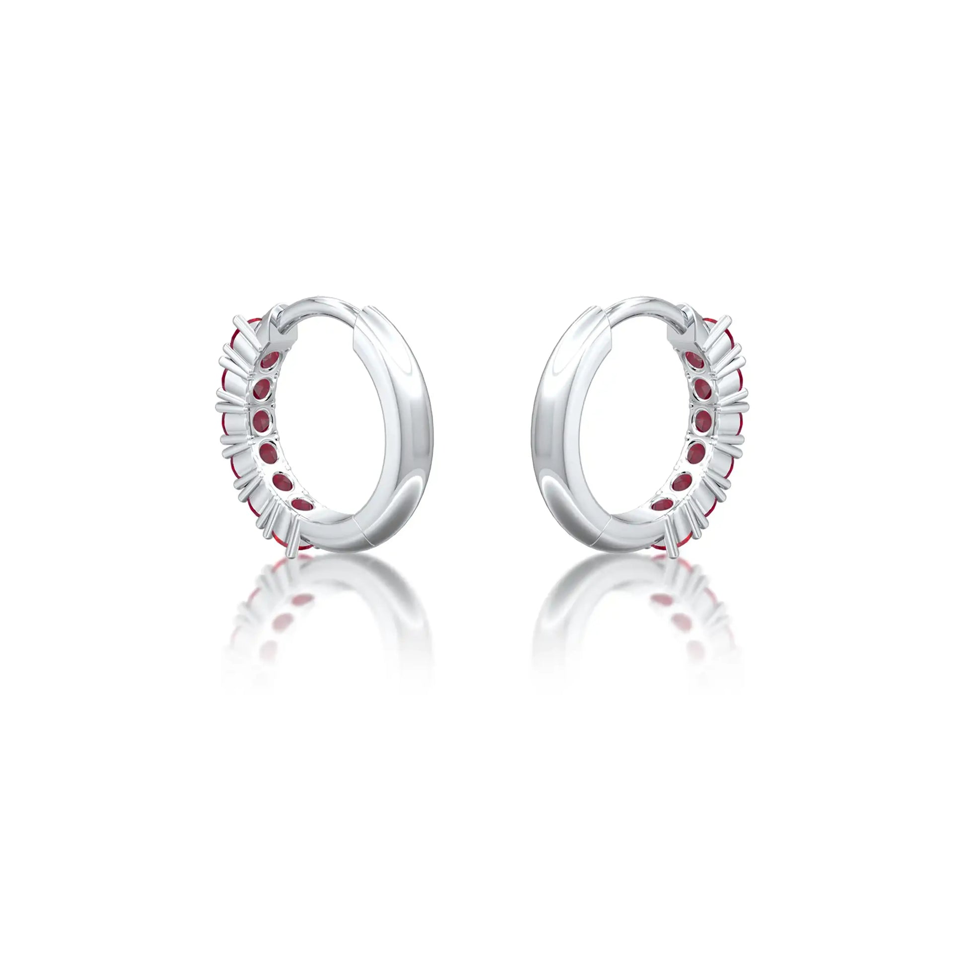 Fortune white gold july birthstone opaque ruby hoop earrings 8.50 mm