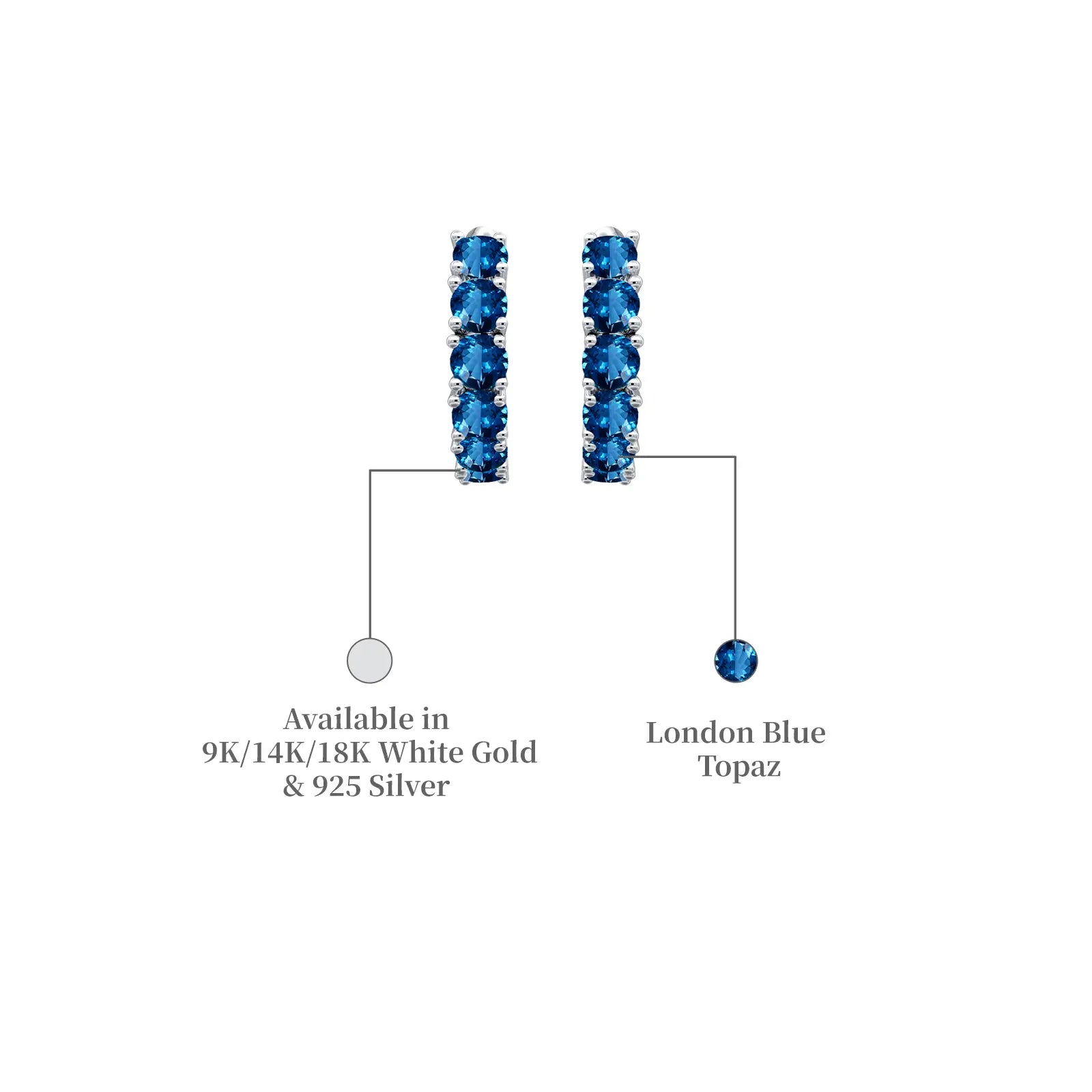 White gold descriptive image september birthstone london blue topaz hoop earrings 
