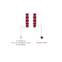 White gold descriptive image of july birthstone opaque ruby hoop earrings