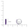 Dimensions of 8.5mm white gold February birthstone amethyst hoop earrings