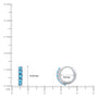 Dimension detail of white gold march birthstone swiss blue topaz hoop earrings  8.50 mm