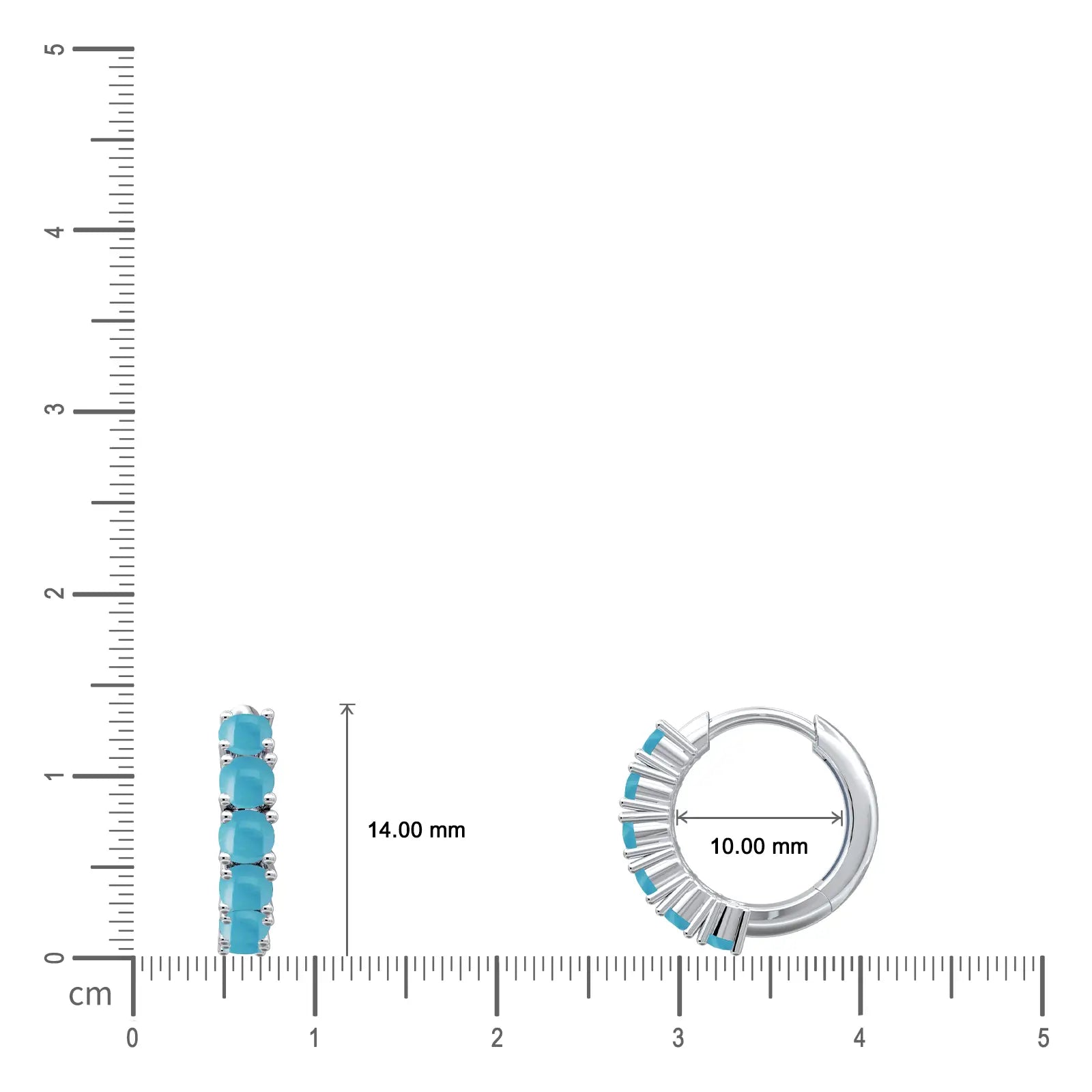 Decemeber Birthstone Turquoise Hoop Earrings, 10mm size