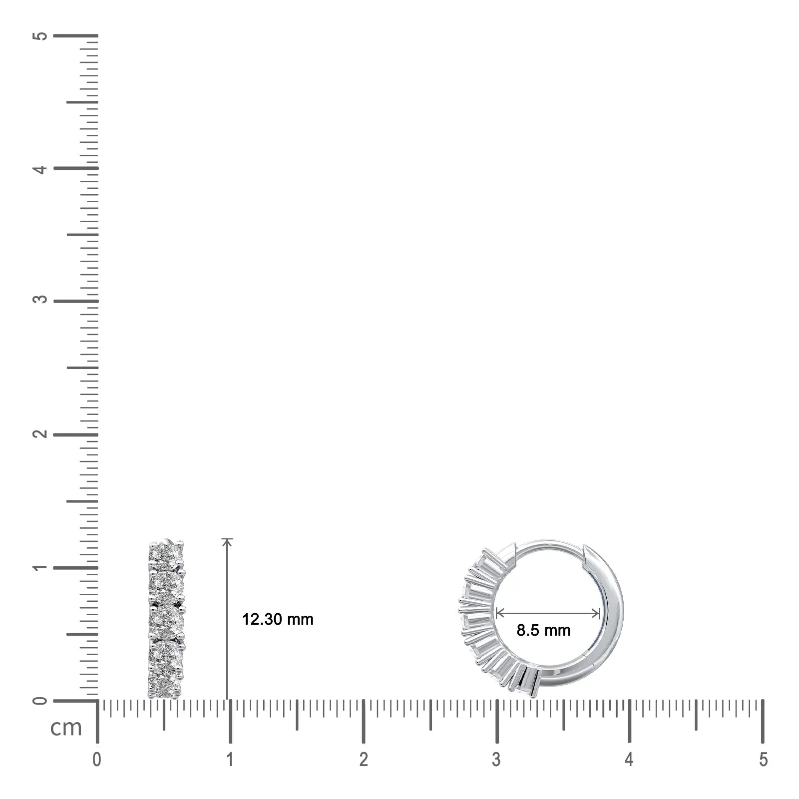 Dimension details of April birthstone topaz hoop earrings 8.50 mm