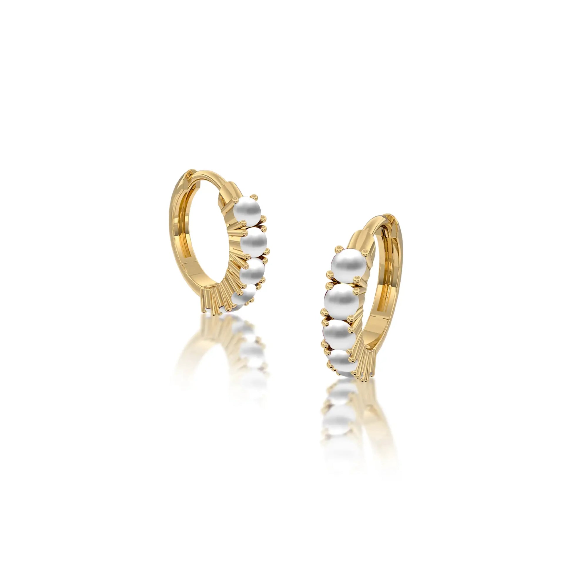 Trendy yellow gold june birthstone mother of pearl hoop earrings for office wear 8.50 mm
