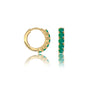 Fortune yellow gold may birthstone green agate hoop earrings 8.50 mm