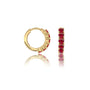 Side view of July birthstone opaque ruby hoop earrings 8.50 mm