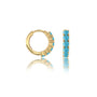 Fortune yellow gold decemeber birthstone turquoise hoop earrings 8.50 mm