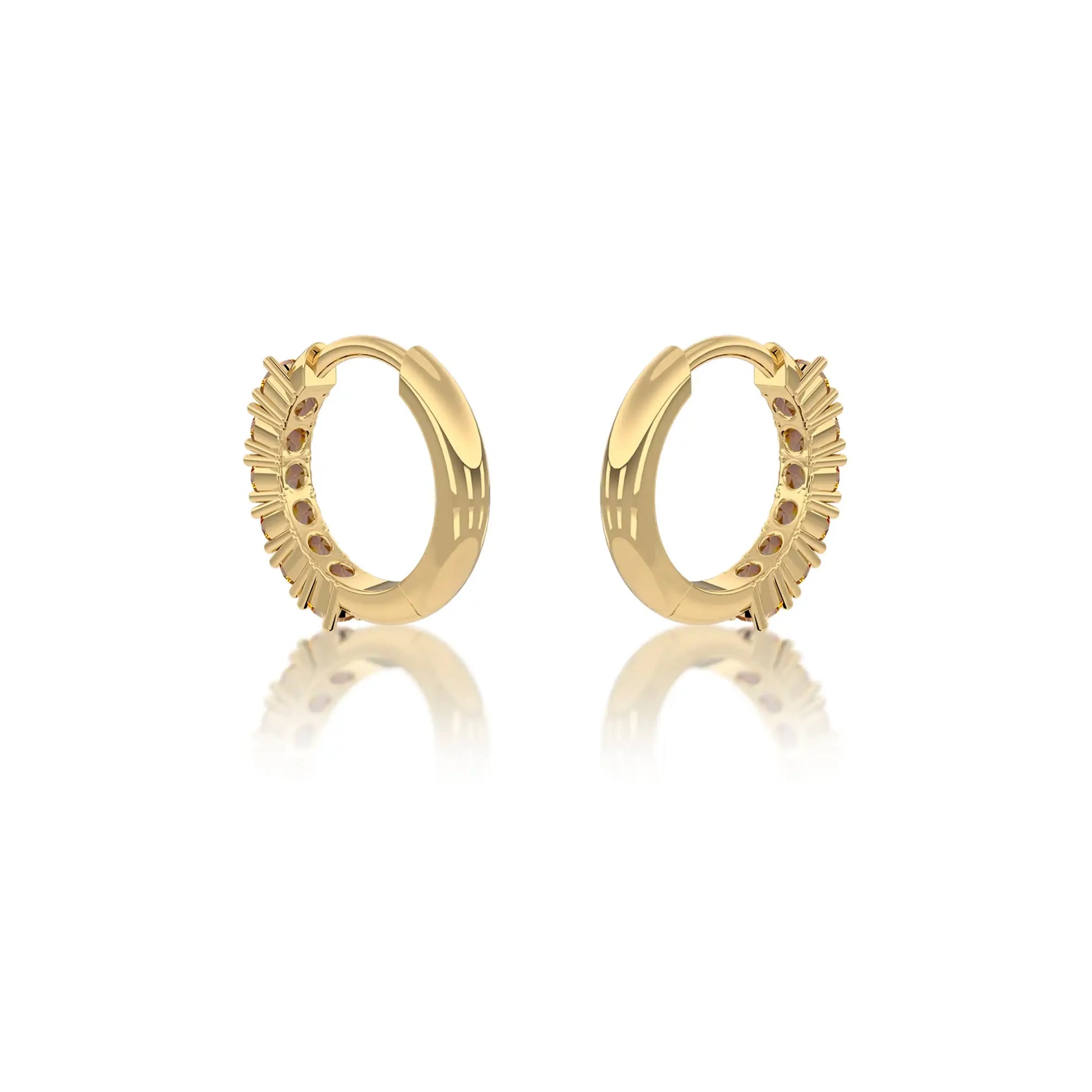 Stylish yellow gold november birthstone citrine hoop earrings for office wear 8.50 mm