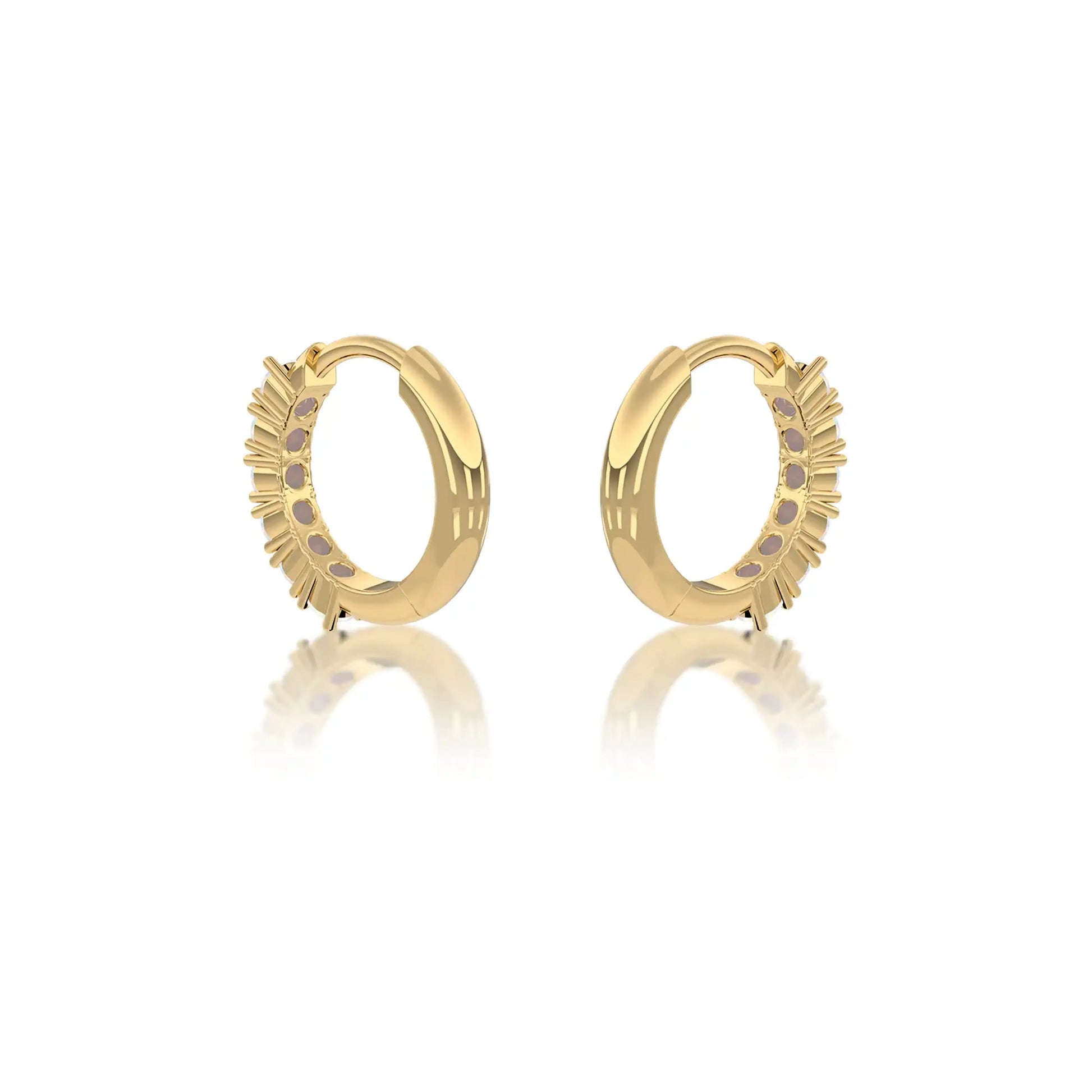 Unique October birthstone opal hoop earrings for office wear, 8.50 mm