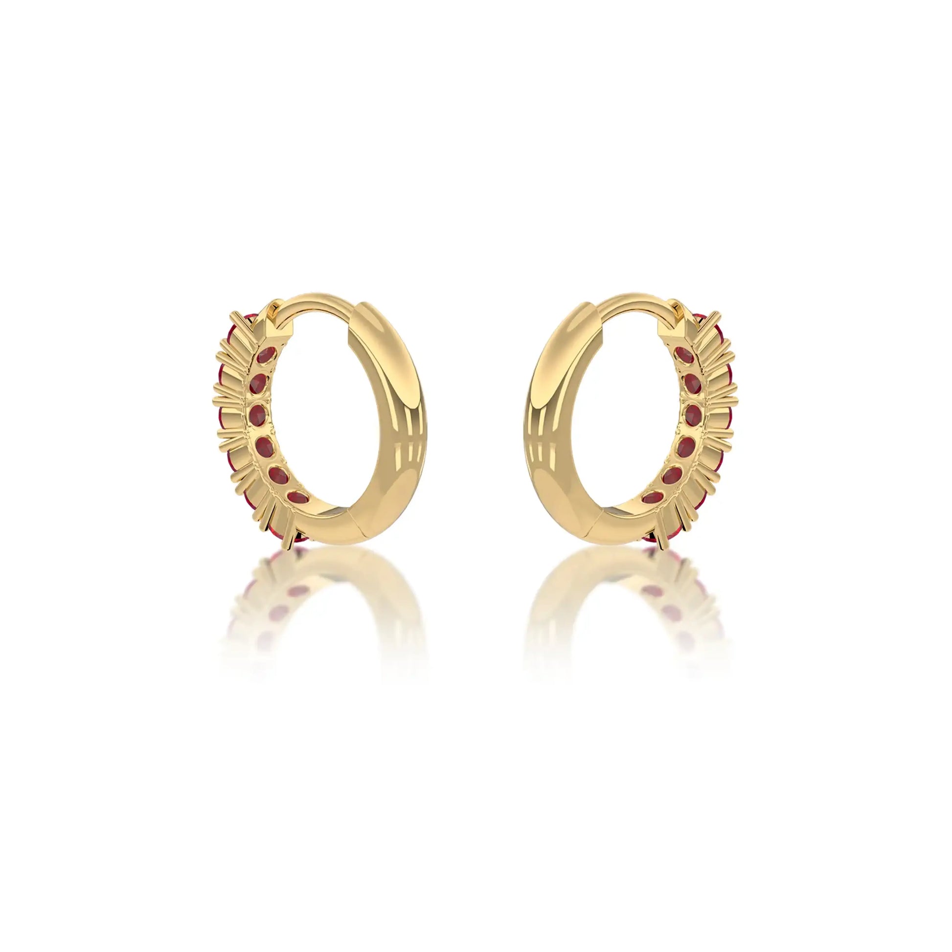 Stylish July birthstone opaque ruby hoop earrings 8.50 mm